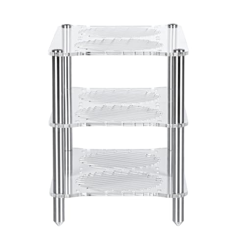 Fosi Audio Acrylic Amplifier Rack for Cooling Fan, Sturdy Audio Equipment Rack for Home Theater, HiFi and AV Component Rack, Ventilated Speaker Stand for Studio and Audio Devices