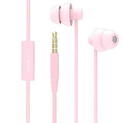 MAXROCK Sleep Earbuds with Soft Silicon Sleeping Headphones, Light Pink | Sleep Travel Choice, Cellphones Tablets Compatible, 3.5mm Jack - color: Light Pink