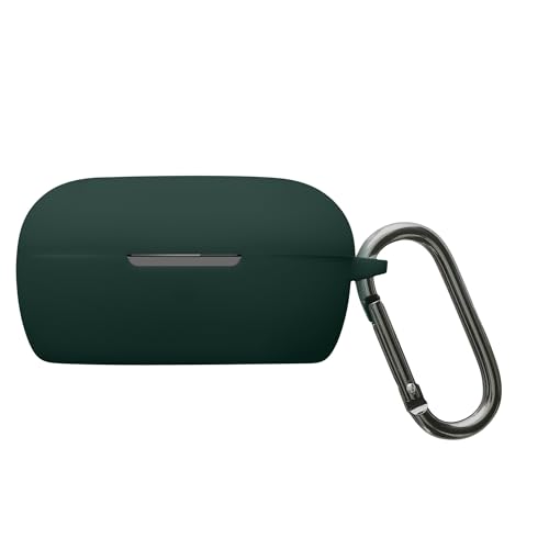 kwmobile Cover for Bose QuietComfort Earbuds Case - Silicone Cover for Earbuds Charging Case - Protective Headphone Holder with Carabiner Clip - Dark Green - color: dark green