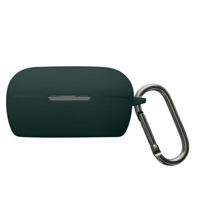 kwmobile Cover for Bose QuietComfort Earbuds Case - Silicone Cover for Earbuds Charging Case - Protective Headphone Holder with Carabiner Clip - Dark Green - color: dark green