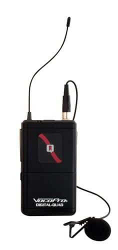 VOCOPRO Digital-Quad-B-500 Four Channel UHF Wireless Mic System Configured with Clip-on Bodypacks to use Headset andLapel Microphones - DIGQUADB500