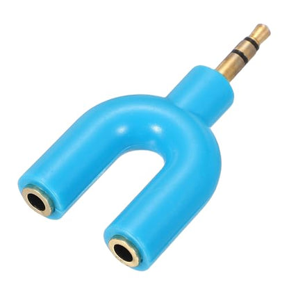 MECCANIXITY Headphone Splitter Adapter, 3.5mm Male to Dual Female Y Jack Aux Splitter for Phone Headset PS4 Switch Tablets, Blue - color: Blue