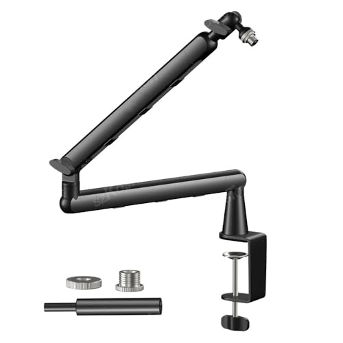 Compatible For Shure SM7B, MV7, AM8, K688; Professional Low Profile Mic Arm With Extended Riser & Cable Management