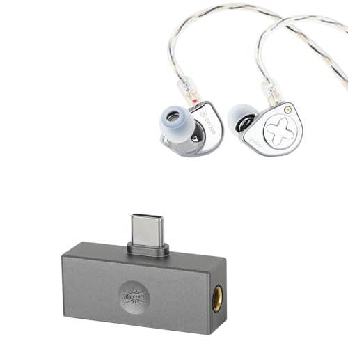 Linsoul SIMGOT EW300 1DD+1Planar+1PZT Hybrid Driver in Ear Monitor, Wired Earbuds IEM + Kiwi Ears Allegro Mini Portable IEM DAC, in Ear Monitor Amplifier