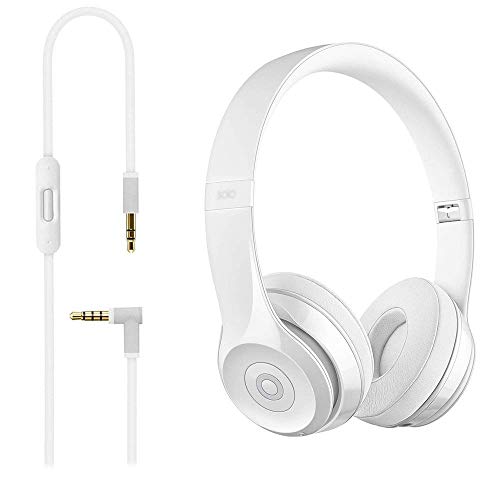 Solo Replacement 3.5mm Audio Cable Cord Wire with in-line Remote Microphone Compatible with Beats by Dr Dre Headphones Solo/Studio/Pro/Detox/Wireless/Mixr/Executive/Pill Suppot iOS System (White) - color: White