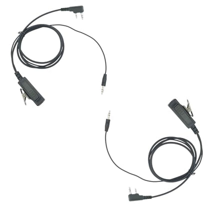 2pack Push-To-Talk K1 Cable with Aux 3.5mm Male Adapter PTT Mic for Baofeng UV-5R Retevis RT18 RT19 RT21 RT22 RT27 H-777 Kenwood 2-Pin Radio Connecting to Headset Earmuffs with 3.5mm Audio Jack