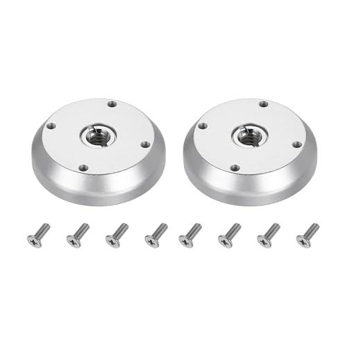 PATIKIL 3/8" Thread Tripod Adapter Holder 29mm Dia, 2Pcs Aluminum Alloy Flange Wall Mount Tripod Mount Plate with 1/4" Adapter Screw for Magic Arm Monitor Light Flash DSLR Camera - color: Silver