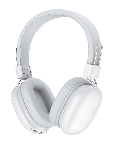 awatrue Kids Over-Ear Bluetooth Headphones, 85dBA Safe Volume, White | Built-in Microphone, Bluetooth 5.4, Foldable, 50H Playtime, USB-C Charging - color: White