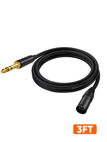 1/4" to XLR 3Pin,6.35mm TRS to XLR Male Balanced Microphone Patch Cable | Quarter inch TRS Plug to XLR For Amplifiers,Mixer,Speaker,Guitas,Studio Monitor,3~50ft - size: 3FT-1pcs