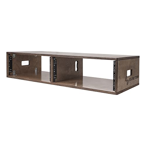 Sound Town DIY 2 x 4U Studio Rack with Baltic Birch Plywood, Weathered Brown for Recording Room, Home Studio (SDRK-D4B) - size: 2 x 4U, Weathered Brown