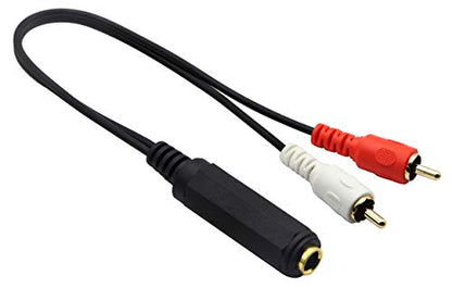 6.35mm to 2 RCA Y Splitter Cable, Gold-Plated 6.35mm (1/4 inch) TRS Female to 2 (Dual) RCA Male Stereo Audio Y Splitter Extension Adapter Cable (12Inch/30CM) - color: White