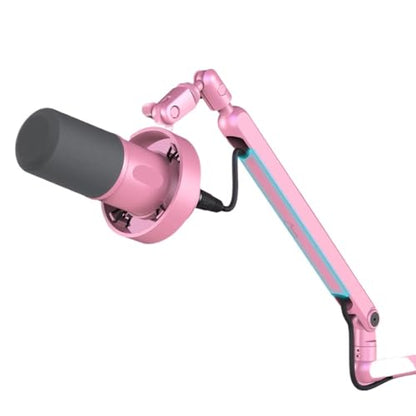 Compatible For FIFINE AM8 Microphone Low Profile Metal Boom Arm With Cable Management, Pink(BM88P) - color: BM88P