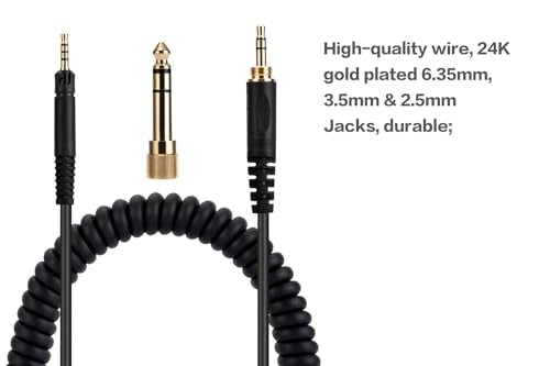 UNCLE LIGHT HD518 HD558 HD598 HD599 HD579 Replacement Audio Cable, Compatible with Sennheiser Headphones, 3.5mm (6.35mm) to 2.5mm Male Stereo Jack Cord, Coiled Cable, 4.6 Ft (1.4 Meters), Black