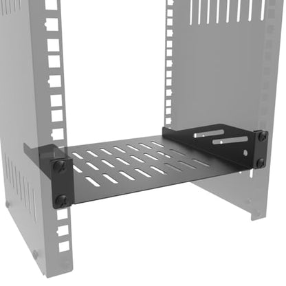 1U Cantilever Rack Mount Shelf for 10" Server Rack, 2 PCS | Metal 8" Deep Mini Vented Tray for 10 inches Width Network Equipment Cabinet or Rack, Black ( 1U10IN-RackS-8IN)