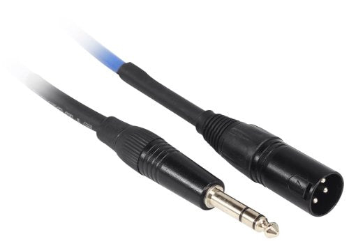 Rockville RCXMB1.5BL 1.5ft Male REAN XLR to 1/4" TRS Cable, 100% Copper, Nickel-Plated Contacts, Durable Blue Jacket, Tangle-Free, for Studio and Live Audio | Patch Cable, Balanced Audio, Nickel Plated, 24 AWG OFC, 90% Spiral Shield, EMI/RFI Rejection, Fl