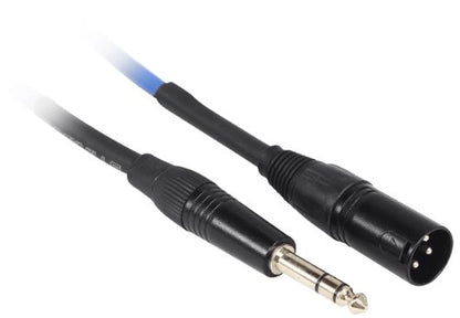 Rockville RCXMB1.5BL 1.5ft Male REAN XLR to 1/4" TRS Cable, 100% Copper, Nickel-Plated Contacts, Durable Blue Jacket, Tangle-Free, for Studio and Live Audio | Patch Cable, Balanced Audio, Nickel Plated, 24 AWG OFC, 90% Spiral Shield, EMI/RFI Rejection, Fl