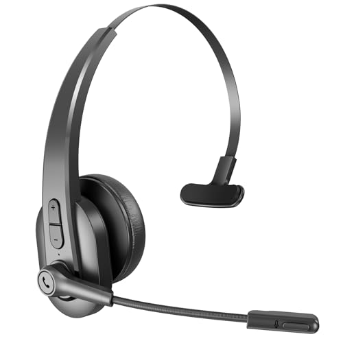 Sarevile Wireless Headset with Microphone, Bluetooth Headset for Cell Phones, Computer, Zoom Skype Mettings, On Ear for Work - color: Gray