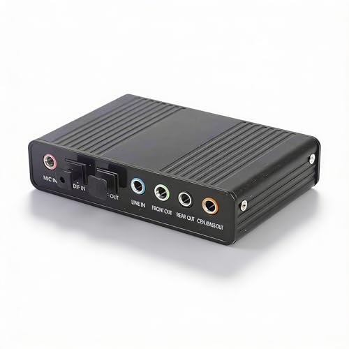 USB 2.0 External Sound Card, 6 Channel 5.1 Surround Adapter, Digital Optical SPDIF Audio Output Adapter for Laptops, Desktop Computers and Machine with USB Port