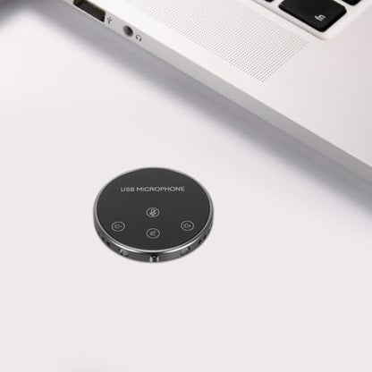 VILLCASE 360° Omnidirectional USB Microphone for Conference Calls and Live Streaming, Versatile Desktop Mic for Laptop and Computer, Black Compact Audio Pickup Tool for Video Meetings