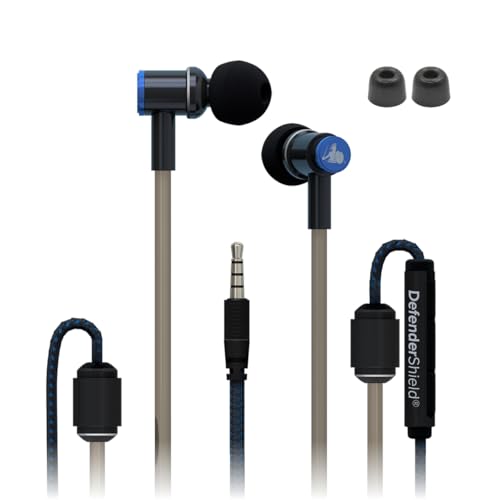 DefenderShield EMF Protection Air Tube Wired Earphones with Foam Tips | EMF Wired Earbuds with Microphone – Built-In Audio Controls & 3 Ear Tip Sizes, 3.5mm Jack, For Gaming/PC/Computer/iPad/Phone - style: 3.5mm with Foam Tips