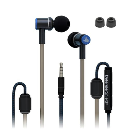 DefenderShield EMF Protection Air Tube Wired Earphones with Foam Tips | EMF Wired Earbuds with Microphone – Built-In Audio Controls & 3 Ear Tip Sizes, 3.5mm Jack, For Gaming/PC/Computer/iPad/Phone - style: 3.5mm with Foam Tips