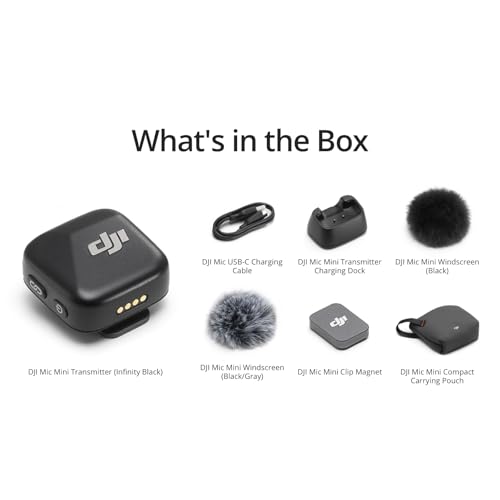 DJI Mic Mini Transmitter (Infinity Black), Ultralight, Detail-Rich Audio | DJI OsmoAudio, Noise Cancelling, Wireless Microphone for Camera/iPhone/Android, Vlog, Streaming - style: Mic Mini Transmitter (Infinity Black)