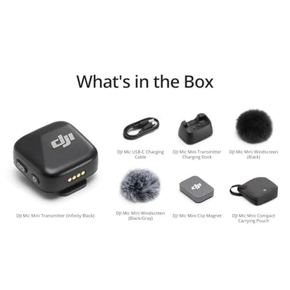 DJI Mic Mini Transmitter (Infinity Black), Ultralight, Detail-Rich Audio | DJI OsmoAudio, Noise Cancelling, Wireless Microphone for Camera/iPhone/Android, Vlog, Streaming - style: Mic Mini Transmitter (Infinity Black)
