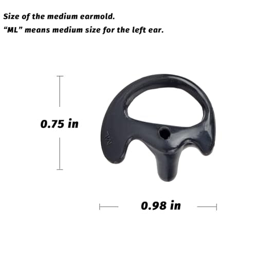 5 Pack Medium Size Earmold for Left Ear, Replacement Ear Mold Earplug Ear Insert for Motorola Kenwood Two Way Radio Surveillance Earpiece Headset Acoustic Coil Tube Audio Kits - style: Earmold for Left Ear