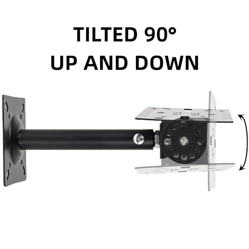 Speaker Wall, Ceiling, or Shelf Mounts Brackets Holders and Stand Mount | Heavy Duty Support up to 80lb, Adjustable Swivel & Tilt (2 Packs,Black)