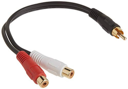 C2G Legrand RCA Male to RCA Female Signal Splitter Cable, Black RCA to RCA Splitter, 6 Inch Audio Stereo Y-Cable, 26 AWG Audio Signal Converter Cable, 1 Count, C2G 03177