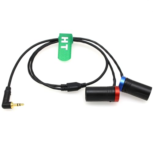 Audio Cable for Rode Wireless GO II Mic to Sony FX9 Camera Sound Mixer Recorder, 3.5mm 1/8" to Dual XLR 3-pin 2-Channel Low-Profile 50cm