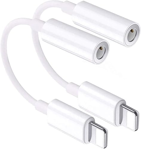[Apple MFi Certified] iPhone 3.5mm Headphone Jack Adapter,2Pack for Apple Lightning to 3.5mm Earphones Jack Adapter Cord Dongle Aux Cable Converter Accessories Compatible with iPhone14 13 12 11/Xs/XR - size: 2pack-L