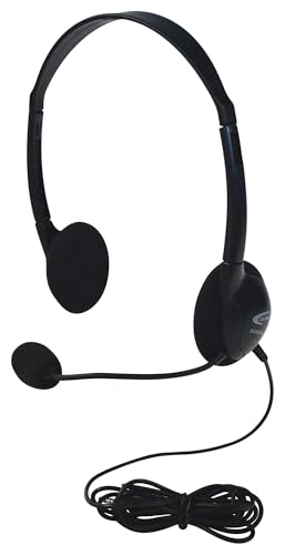 Califone 3065AVT Lightweight Personal Multimedia Stereo Headset with To Go Plug, Black, Fully Adjustable Headband Fits All Students, Recessed Wiring Resists Prying Fingers