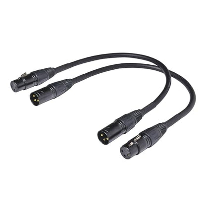 XLR Cable, Balanced DMX Cable, 3 Pin Male to Female Microphone Cable Mic Patch Cords Compatible with Speakers, Mixer, 2 Pack (1FT) - size: 12 in