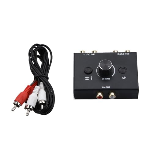1 in 2 Out / 2 in 1 Out Bi-Directional RCA Stereo Audio Switch with Mute Button Audio Switch Selector Splitter Box