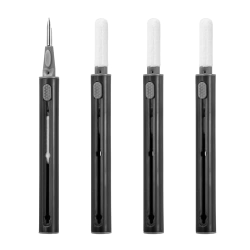 4PCS Earphone Cleaner Kit - Ultra Portable Multi-Function Cleaner Kit Soft Brush for Bluetooth Earphones Case Cleaning Tools, Black - color: Black