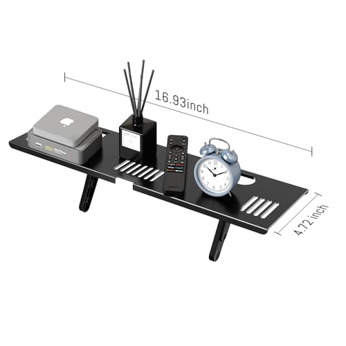 CABTE Adjustable Steel TV Top Shelf for Soundbar, Floating TV Stand | Universal Monitor Shelf, Game Console, Cable Box, Router Shelves (16.93x4.72inch Steel) - style: 16.93x4.72inch Steel