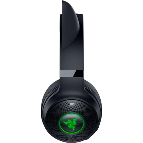 Razer Kraken Kitty V2 BT Wireless RGB Headset, Black | Chroma RGB Kitty Ears & Earcups, Bluetooth 5.2, 40 mm Drivers, Noise-cancelling Mics, Lightweight, USB-C, 40 Hr Battery - color: Black