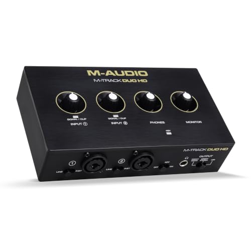 M-AUDIO M-Track Duo HD Recording Studio Pack | 2 XLR/TRS Inputs, 2 TRS Outputs, 24-Bit/192kHz, Condenser Microphone, Studio Headphones, for Creators and Podcasts - size: HD Pack Audio Interface, style: HD Producer Pack