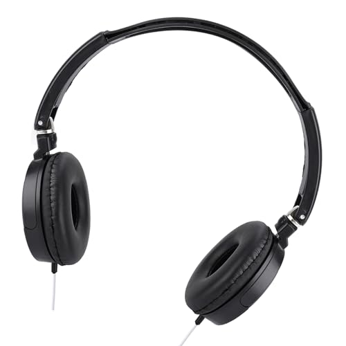 Dioche Foldable Noise Cancelling Headphones, Over-Ear Wired Headset with Stereo HiFi Sound, Compact Lightweight Design for Travel Office Home Use, 3.5mm Blue