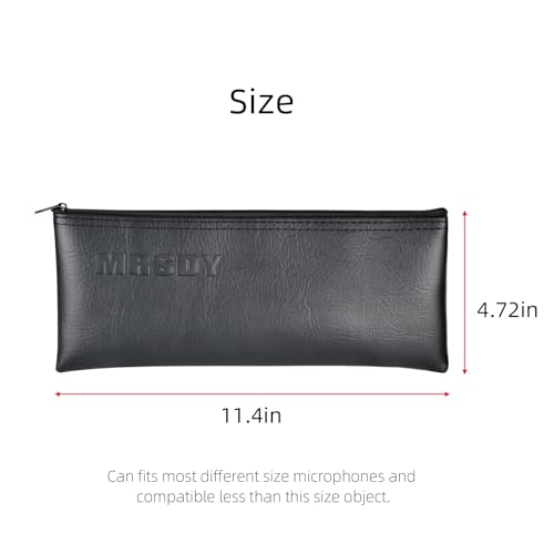 Microphone Bag, Black Zipper Pouch Fits for Wired, Wireless Microphone, Shockproof Vocal Mic Protector, Mic Accessories Storage Bag, Easy Carry 11.4"x4.72" (1 Pcs)