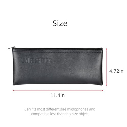 Microphone Bag, Black Zipper Pouch Fits for Wired, Wireless Microphone, Shockproof Vocal Mic Protector, Mic Accessories Storage Bag, Easy Carry 11.4"x4.72" (1 Pcs)