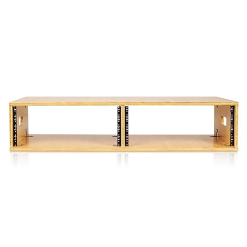Sound Town DIY 2 x 4U Studio Rack, Solid Carbonized Bamboo, for Recording Room, Home Studio (STBR-D4) - size: 2 x 4U, Carbonized Bamboo