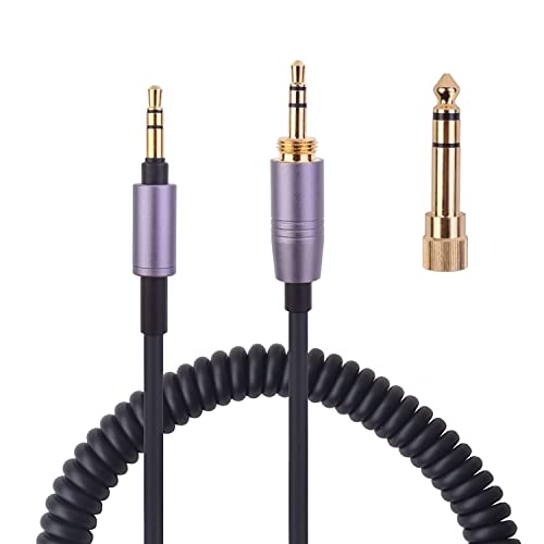 ATH-M50xBT2 Audio Cable,Replacement 3.5mm Coiled Aux Cord with 6.35mm Adapter Compatible with Technica ATH-M50xBTPB ATH-M50xBT M50xBT2MO /SR50BT /SR50BTBK Headphone Extension Wire