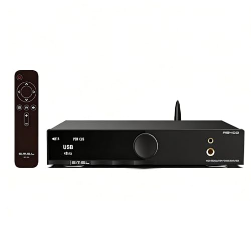 SMSL AS400 DAC Headphone Amplifier 165W×2 Class D Amplifier | 2.1 Channel Speaker/Subwoofer(Preamp) 6.35/4.4mm Headphone Output USB/Opt/Coax/HDMI ARC/RCA/Phono Input(Black)