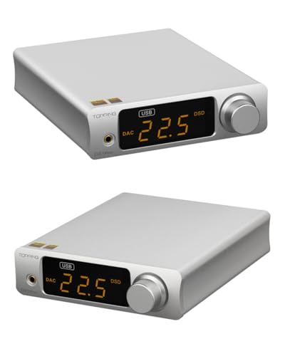 TOPPING DX3Pro+ LDAC Headphone Amplifier, ES9038Q2M Bluetooth 5.0 DAC, NFCA Audio Decoder, USB/Optical/Coax Inputs, with Remote Control, Headphone Amp, Line Out, Pre-Amp Function (Silver) - color: Silver