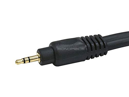 Monoprice Audio Cable - 1.5 Feet - Black | Premium Stereo Male to 2RCA Male 22AWG, Gold Plated - size: 1.5ft, style: Single Pack