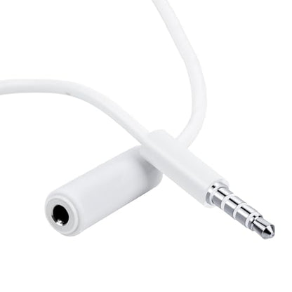 Conwork 2-Pack 3.5mm 4-Pole Male to Female Auxiliary Extension Audio Stereo Cable Cord for Headphones Apple iPad, iPhone, iPod, Samsung Galaxy, Android, MP3 Players -White (3.3 Feet)