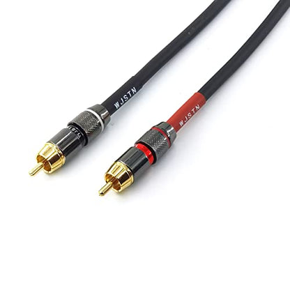 WJSTN-055 90 Degree Right Angle RCA Subwoofer Cable Audio Cable RCA Male to Male Audio Video Cord for Subwoofer, HDTV, Amplifiers,Home Theater,Hi-Fi Systems,Subwoofe 2 Pack (6in) - size: 6in