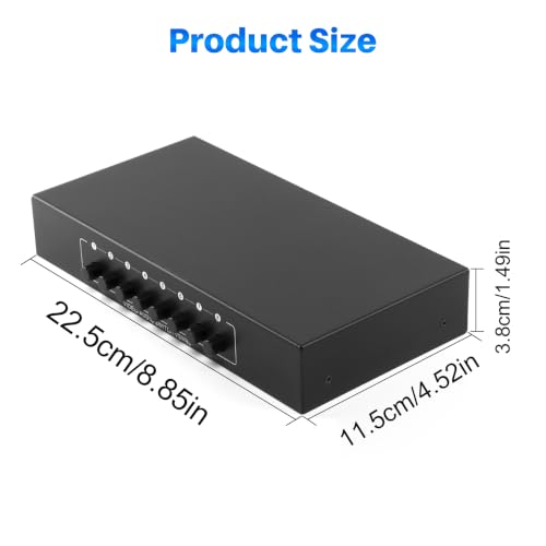 8-Way RCA Switch 8 in 2 Out Composite AV Selector Switcher Box | Plug & Play RCA Video Audio AV Switcher 8x2 for PS2 PS3 Wii Xbox HDTV DVD Game Consoles - size: 8 IN 2 OUT